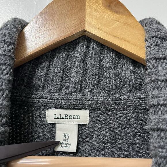 LL Bean Womens Classic Ragg Lambs Wool Shawl Cardigan Size XS Gray Heritage - Picture 5 of 7